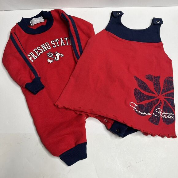 Set Of 2 Third Street Fresno State Red Dress And One Piece Baby  Size 18 Months - Picture 1 of 13